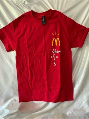 NWOT Travis Scott Cactus Jack McDonald’s Red Crew T-Shirt with Yellow Logo Small